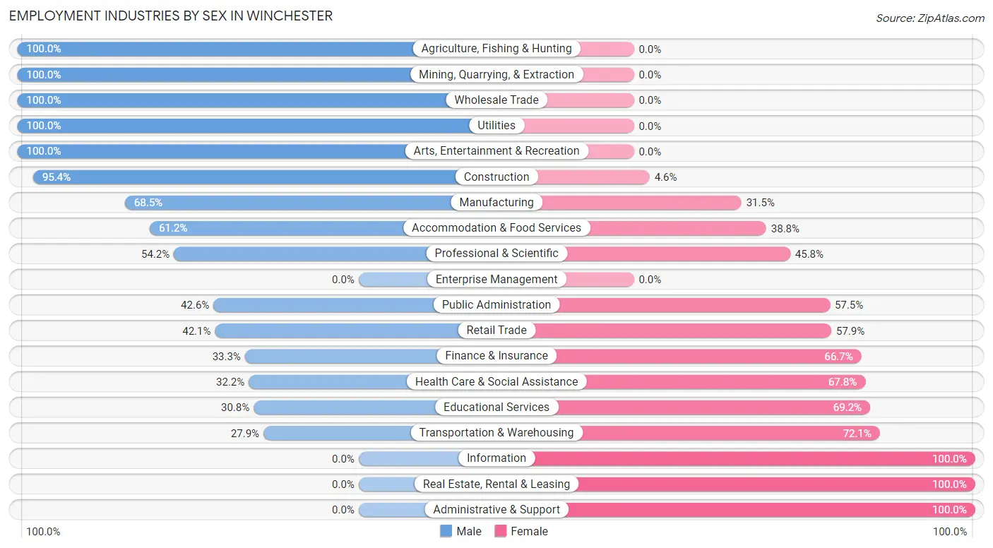Employment Industries by Sex in Winchester
