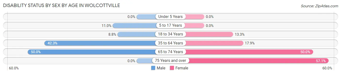 Disability Status by Sex by Age in Wolcottville