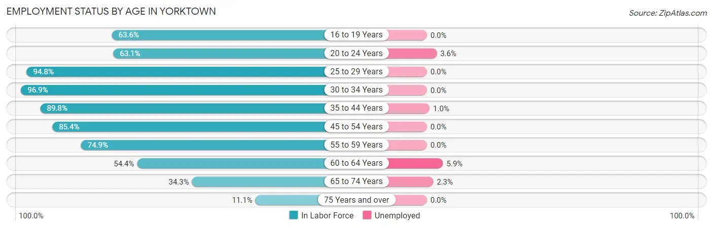 Employment Status by Age in Yorktown