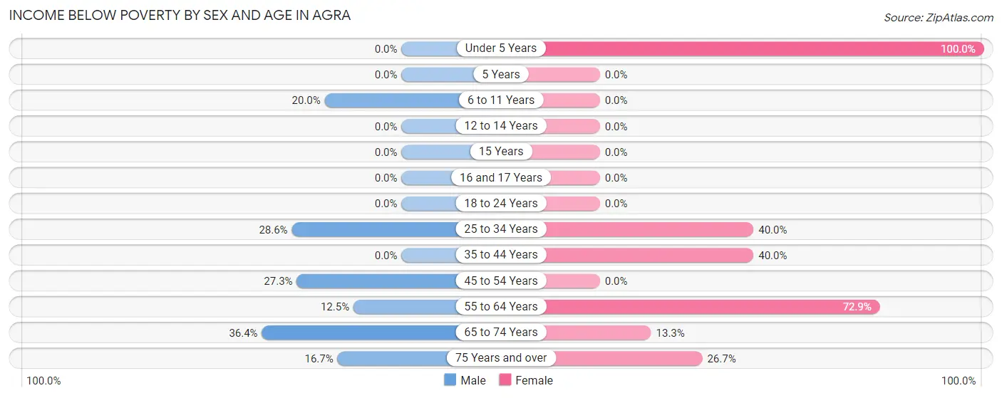 Income Below Poverty by Sex and Age in Agra