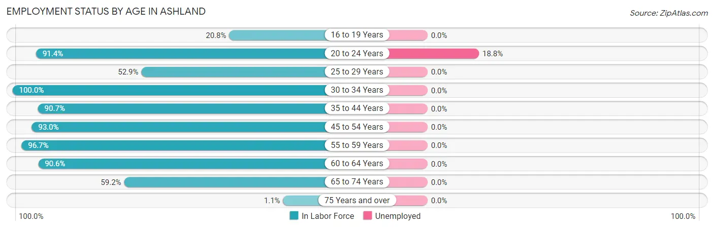 Employment Status by Age in Ashland