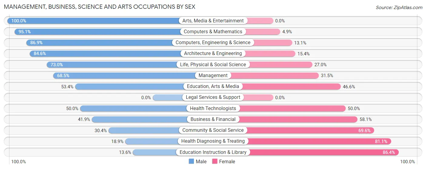 Management, Business, Science and Arts Occupations by Sex in Baldwin City