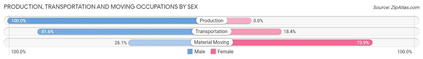 Production, Transportation and Moving Occupations by Sex in Baldwin City