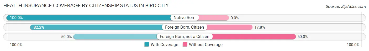Health Insurance Coverage by Citizenship Status in Bird City