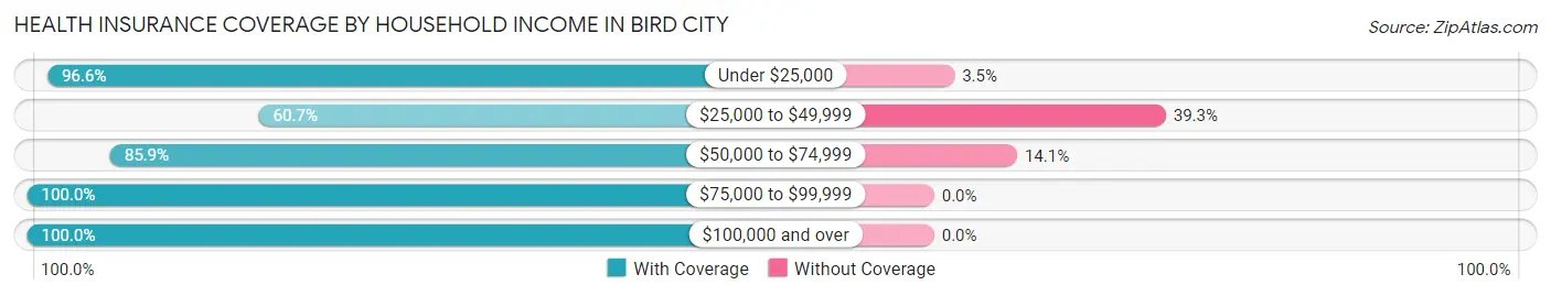 Health Insurance Coverage by Household Income in Bird City