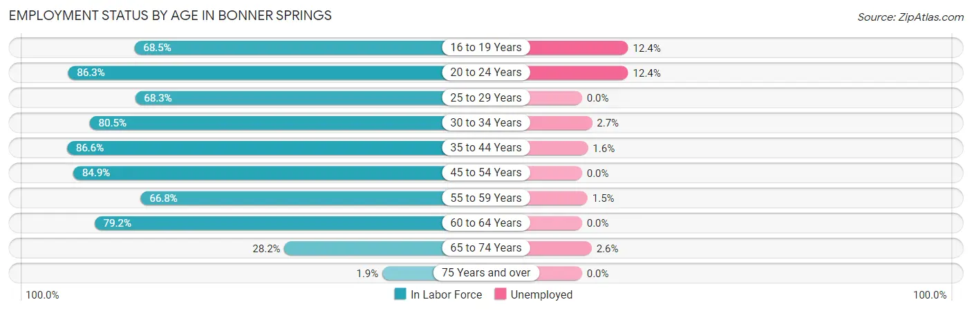 Employment Status by Age in Bonner Springs