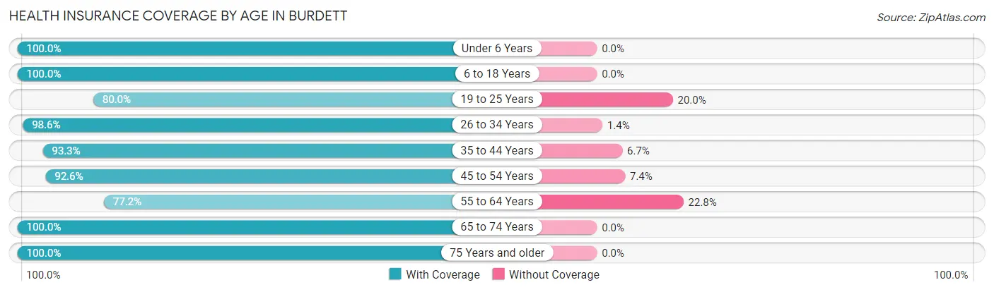 Health Insurance Coverage by Age in Burdett