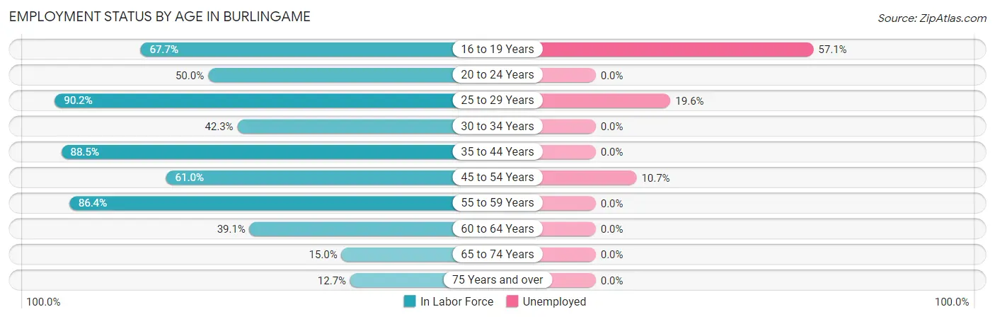 Employment Status by Age in Burlingame