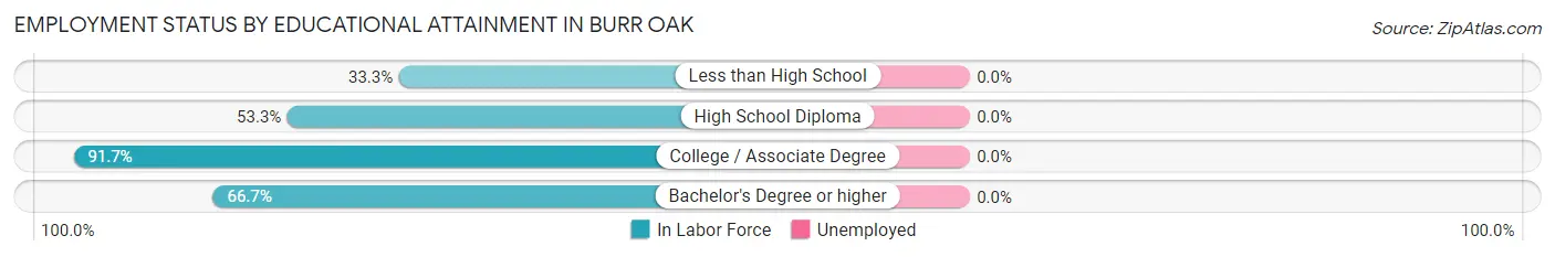 Employment Status by Educational Attainment in Burr Oak
