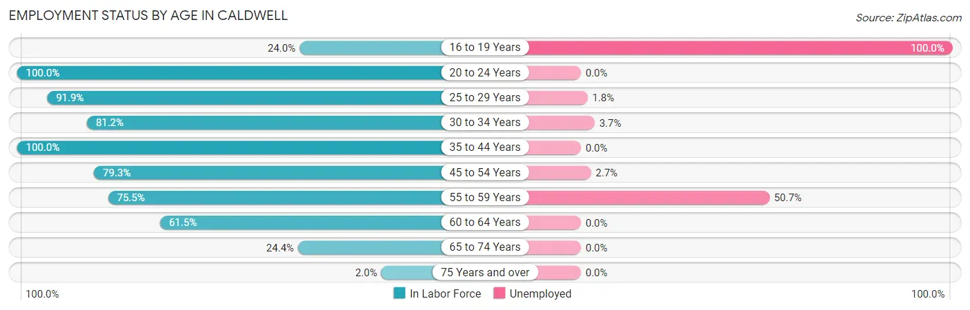 Employment Status by Age in Caldwell