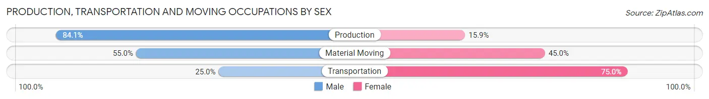 Production, Transportation and Moving Occupations by Sex in Caney