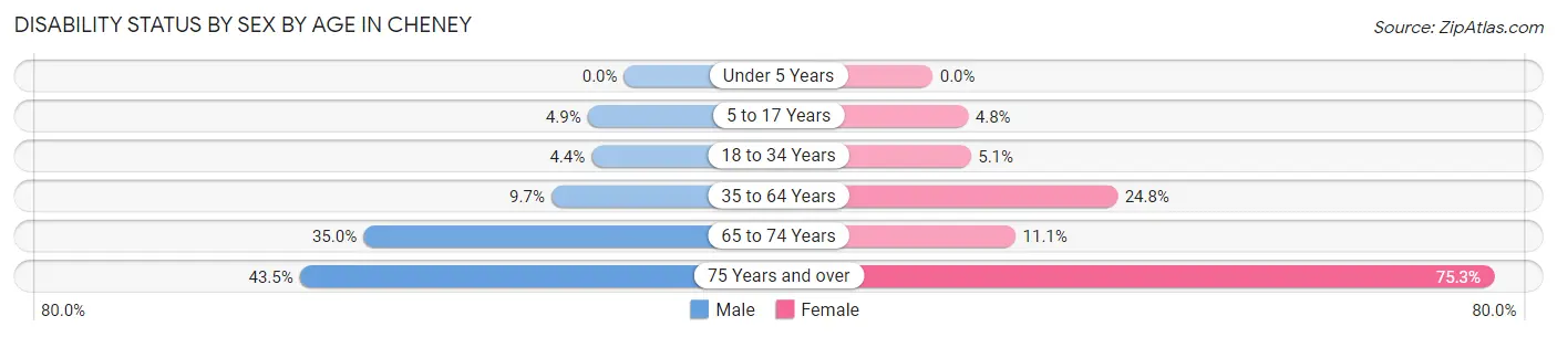 Disability Status by Sex by Age in Cheney