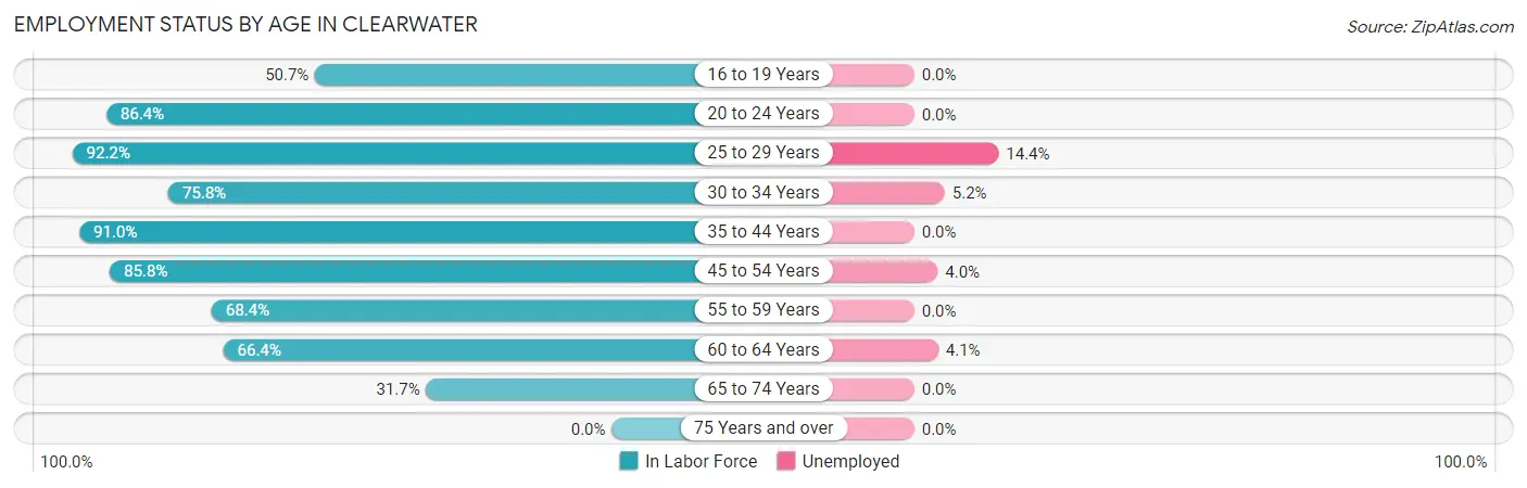 Employment Status by Age in Clearwater