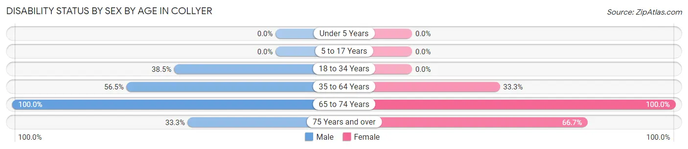 Disability Status by Sex by Age in Collyer