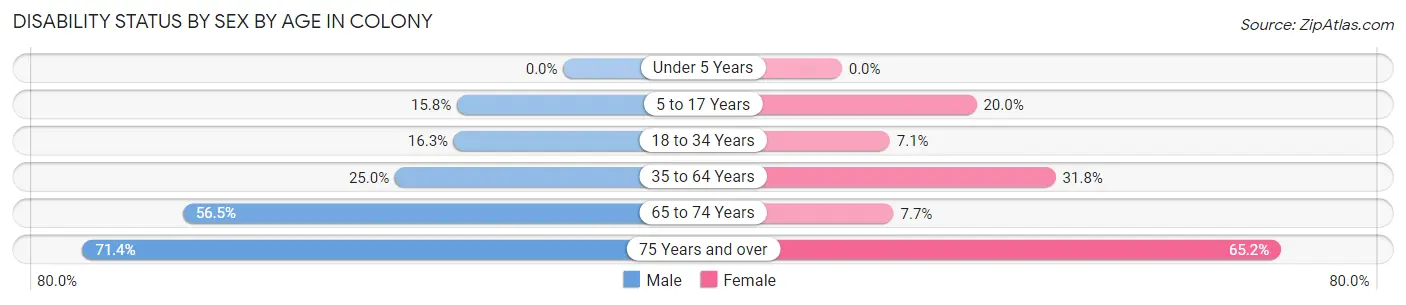 Disability Status by Sex by Age in Colony