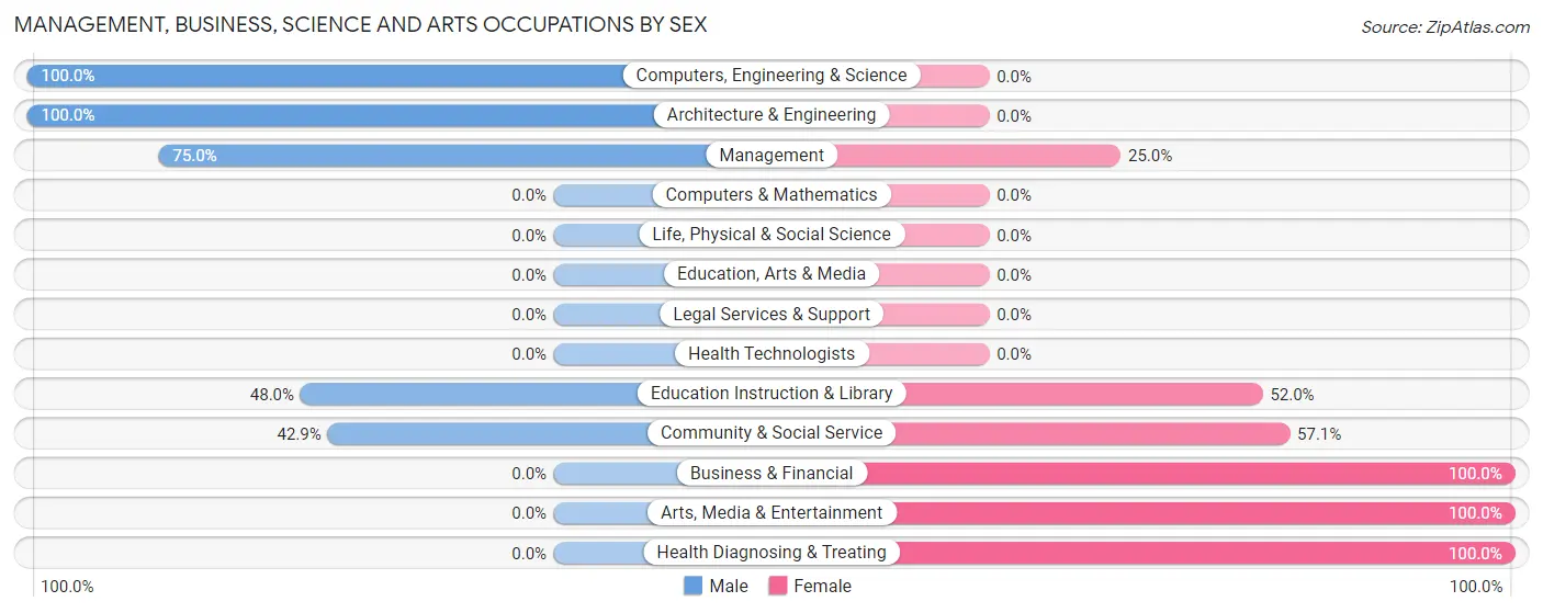 Management, Business, Science and Arts Occupations by Sex in Damar