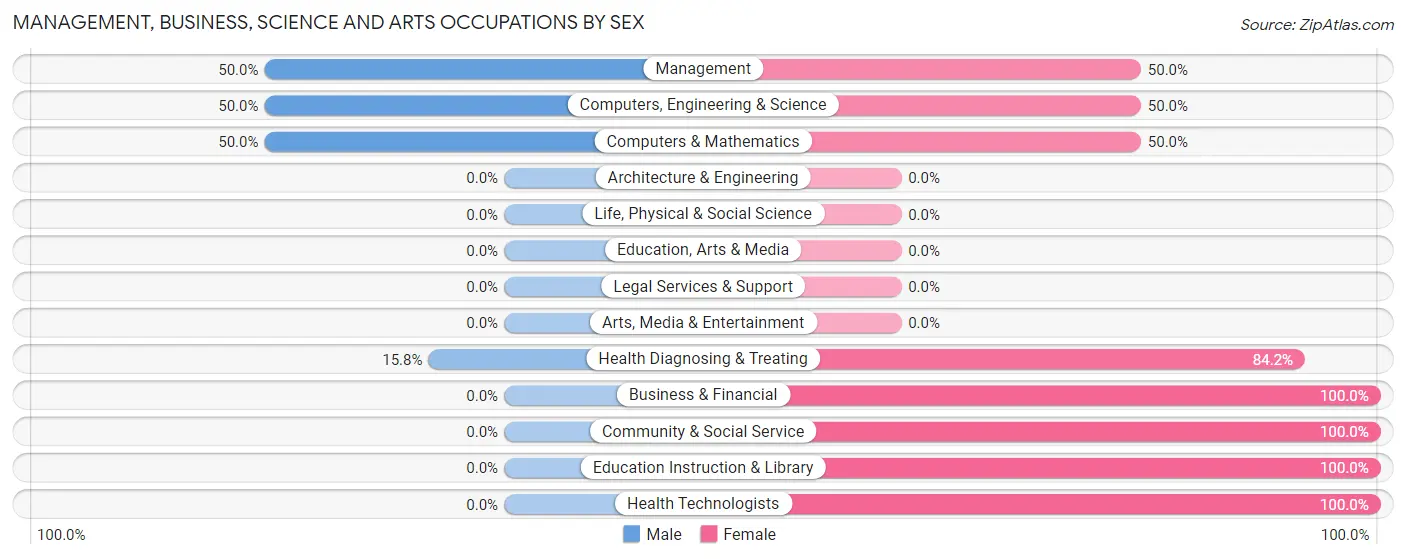 Management, Business, Science and Arts Occupations by Sex in Delia
