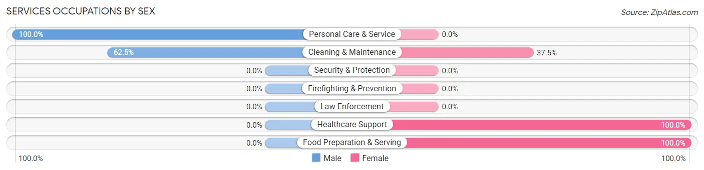 Services Occupations by Sex in Denison