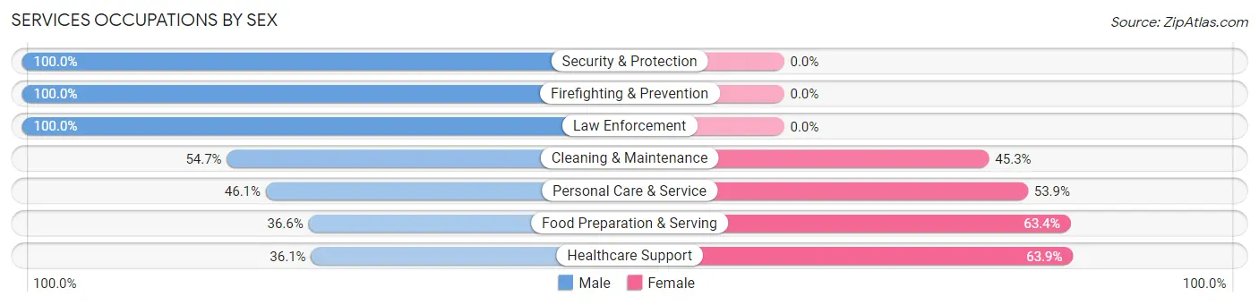 Services Occupations by Sex in Dodge City