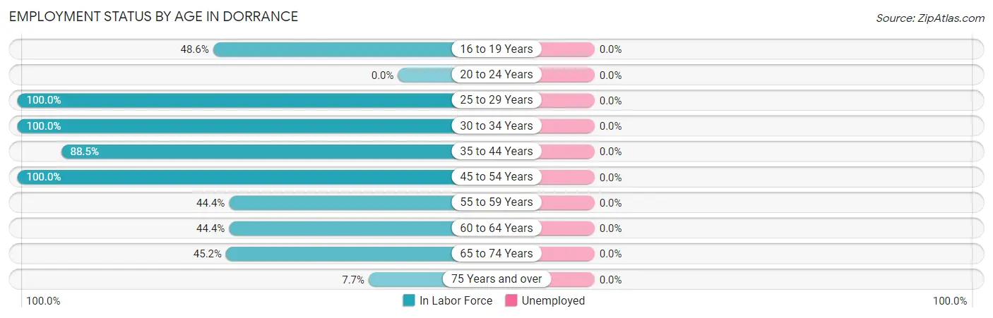 Employment Status by Age in Dorrance