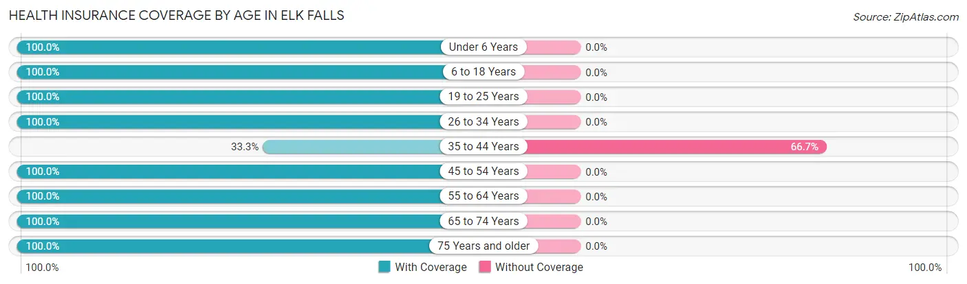 Health Insurance Coverage by Age in Elk Falls