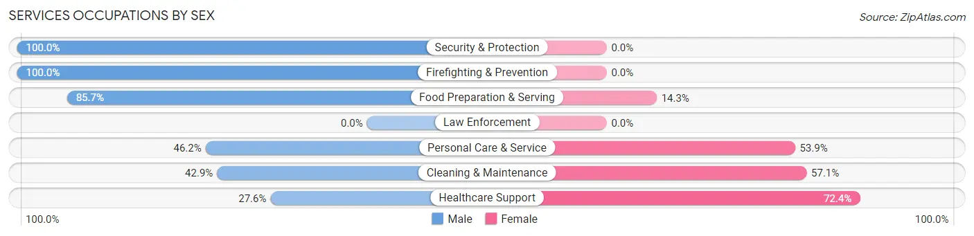 Services Occupations by Sex in Ellis