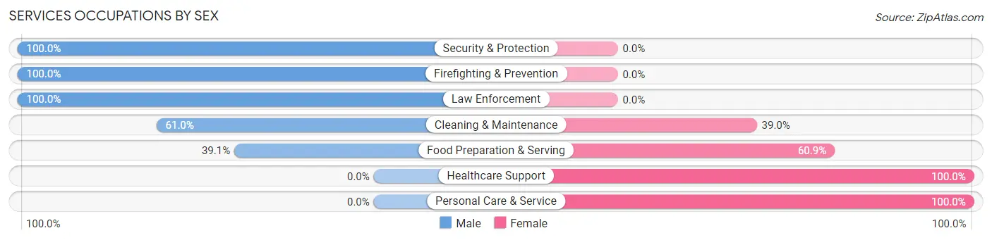 Services Occupations by Sex in Halstead