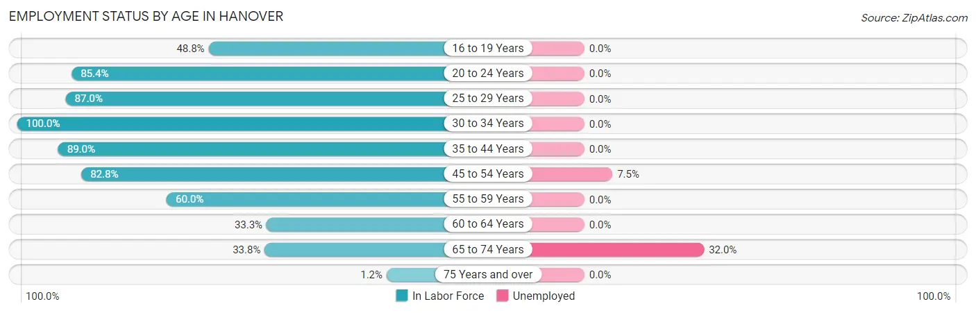 Employment Status by Age in Hanover