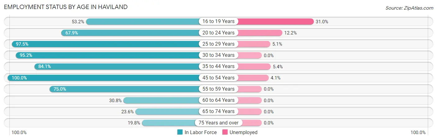 Employment Status by Age in Haviland