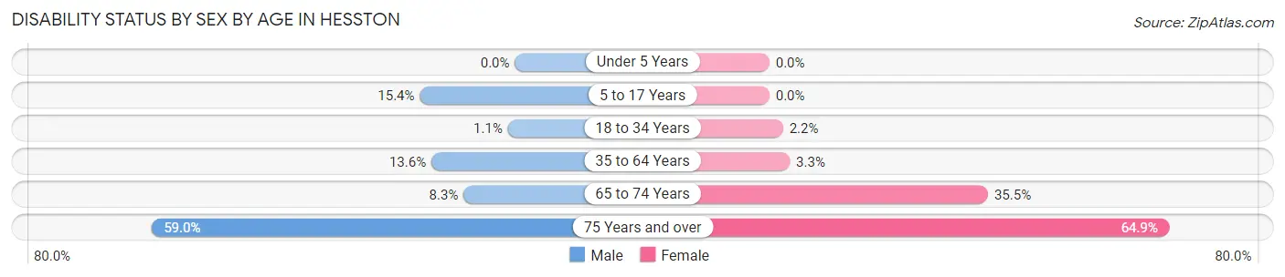 Disability Status by Sex by Age in Hesston