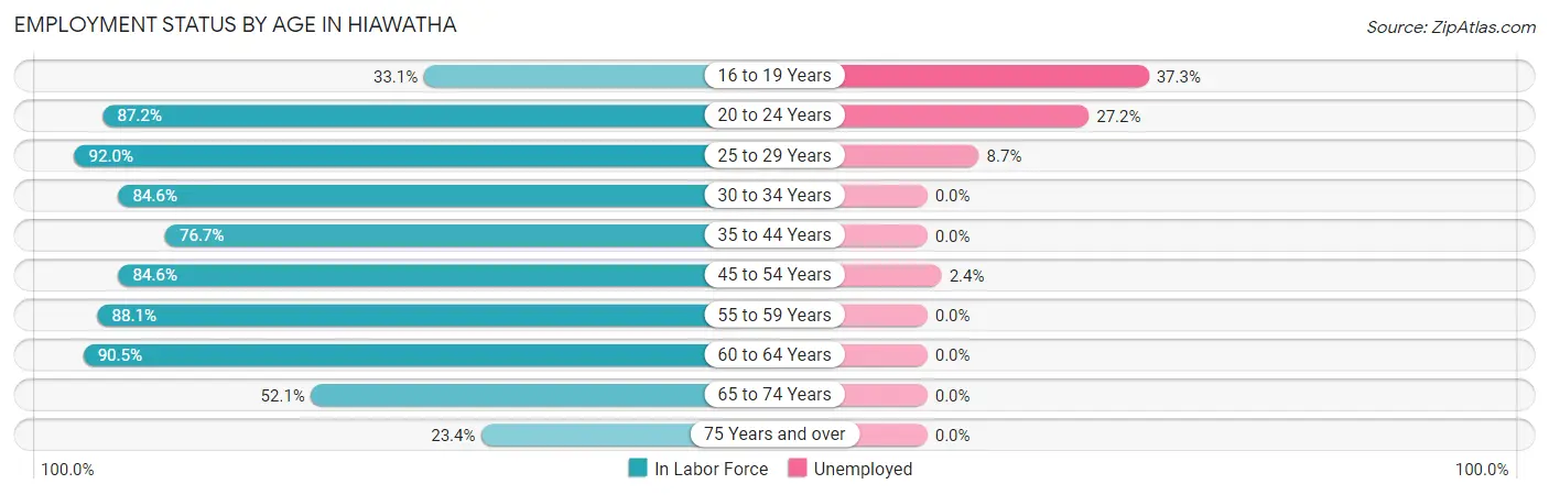 Employment Status by Age in Hiawatha