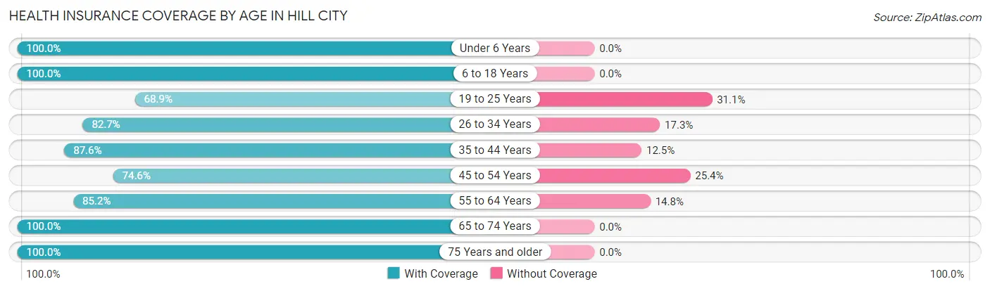 Health Insurance Coverage by Age in Hill City