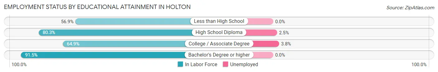 Employment Status by Educational Attainment in Holton
