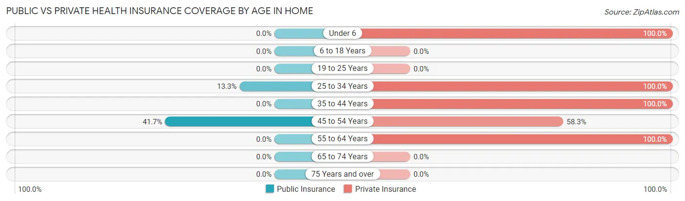 Public vs Private Health Insurance Coverage by Age in Home