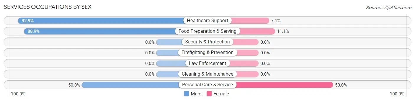Services Occupations by Sex in Jamestown