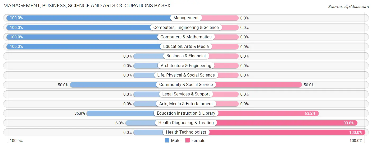 Management, Business, Science and Arts Occupations by Sex in Jewell