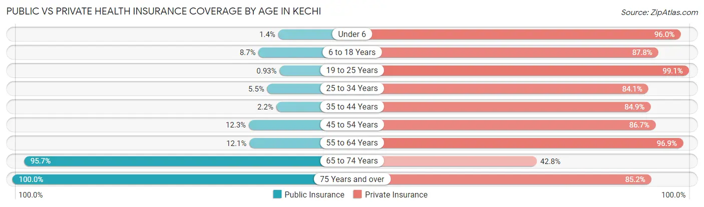 Public vs Private Health Insurance Coverage by Age in Kechi