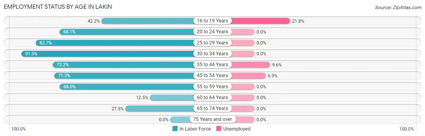 Employment Status by Age in Lakin
