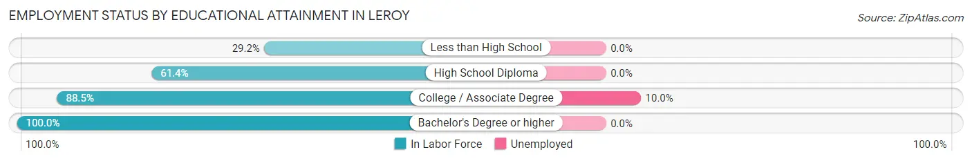 Employment Status by Educational Attainment in LeRoy