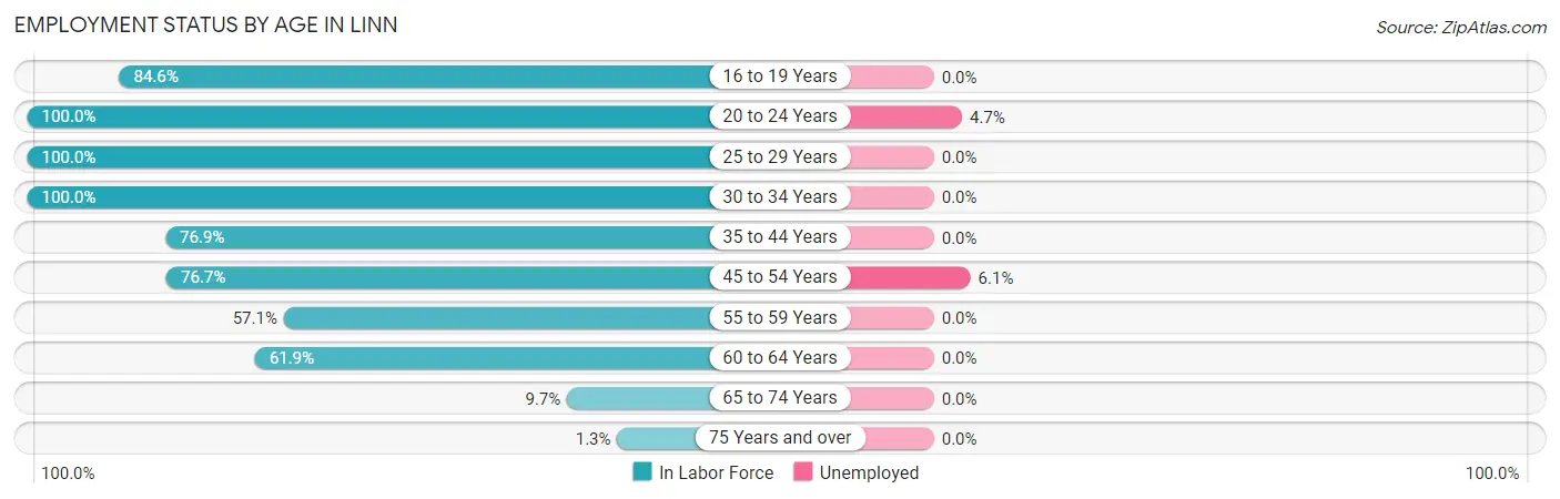 Employment Status by Age in Linn