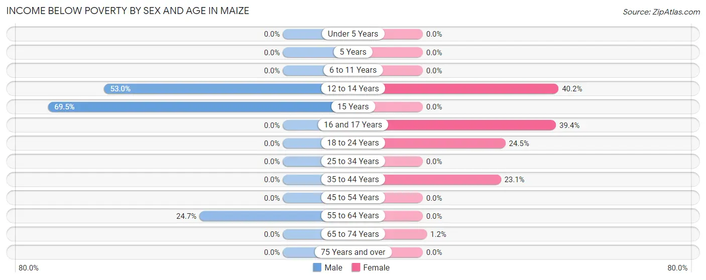 Income Below Poverty by Sex and Age in Maize