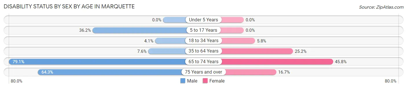 Disability Status by Sex by Age in Marquette