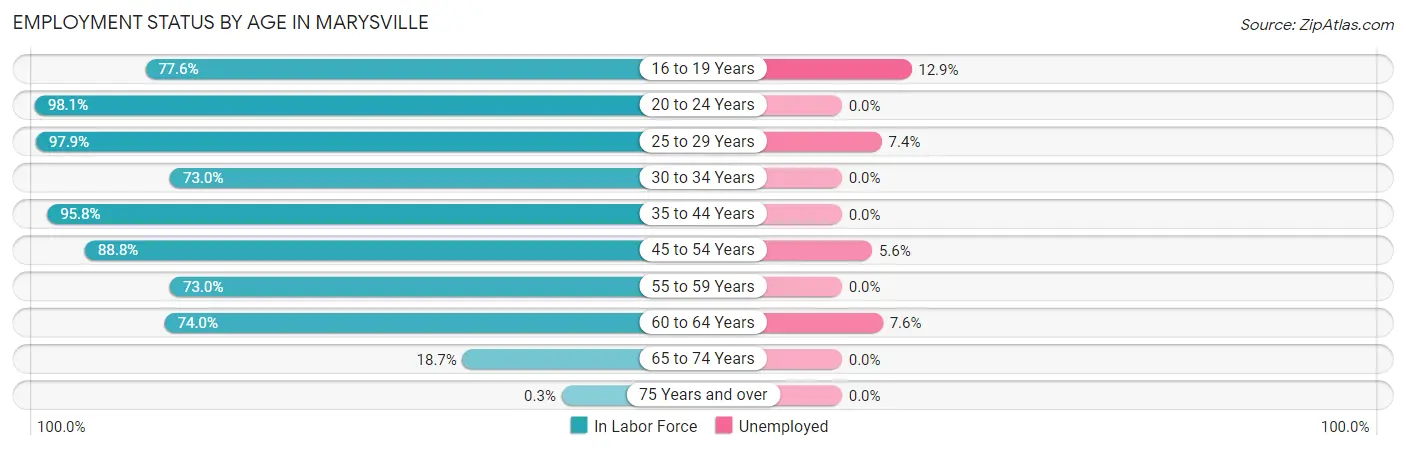 Employment Status by Age in Marysville