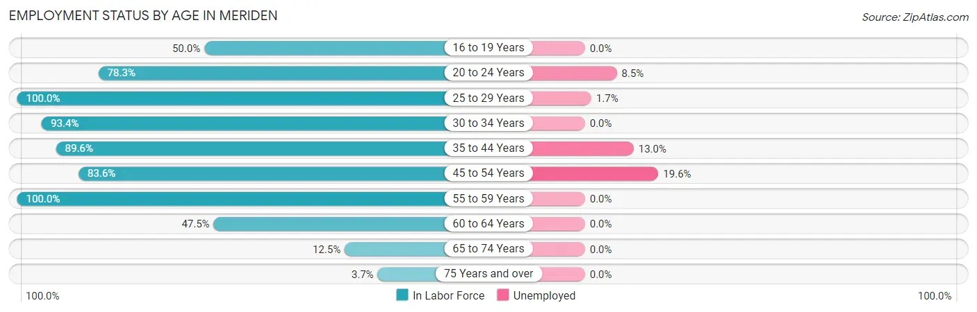 Employment Status by Age in Meriden
