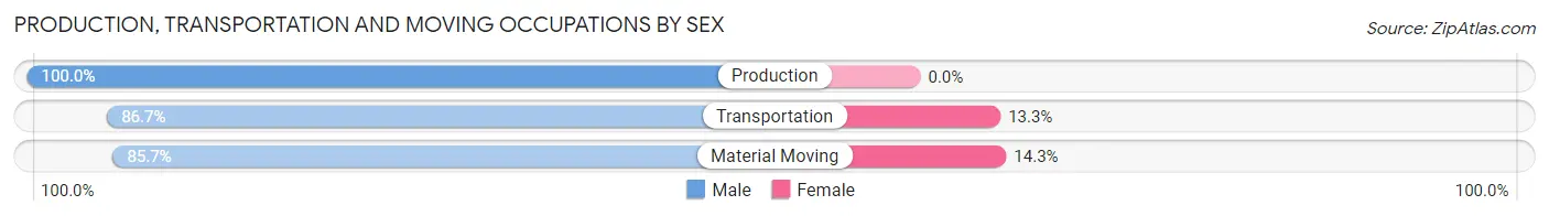 Production, Transportation and Moving Occupations by Sex in Meriden