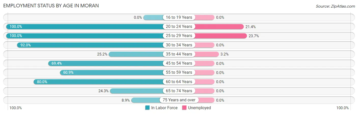 Employment Status by Age in Moran