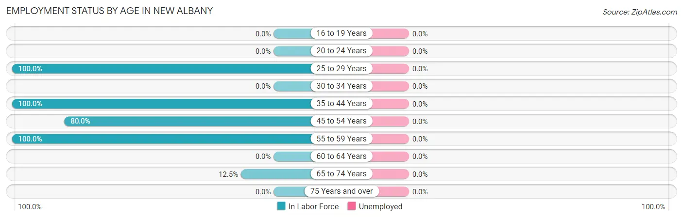 Employment Status by Age in New Albany
