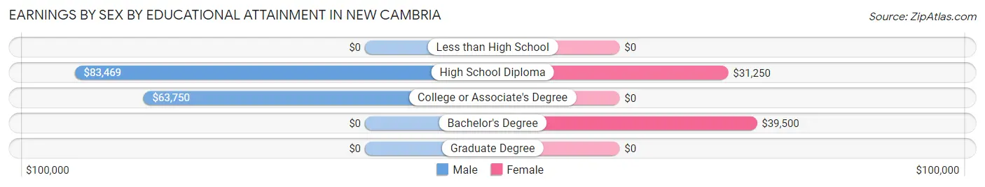 Earnings by Sex by Educational Attainment in New Cambria