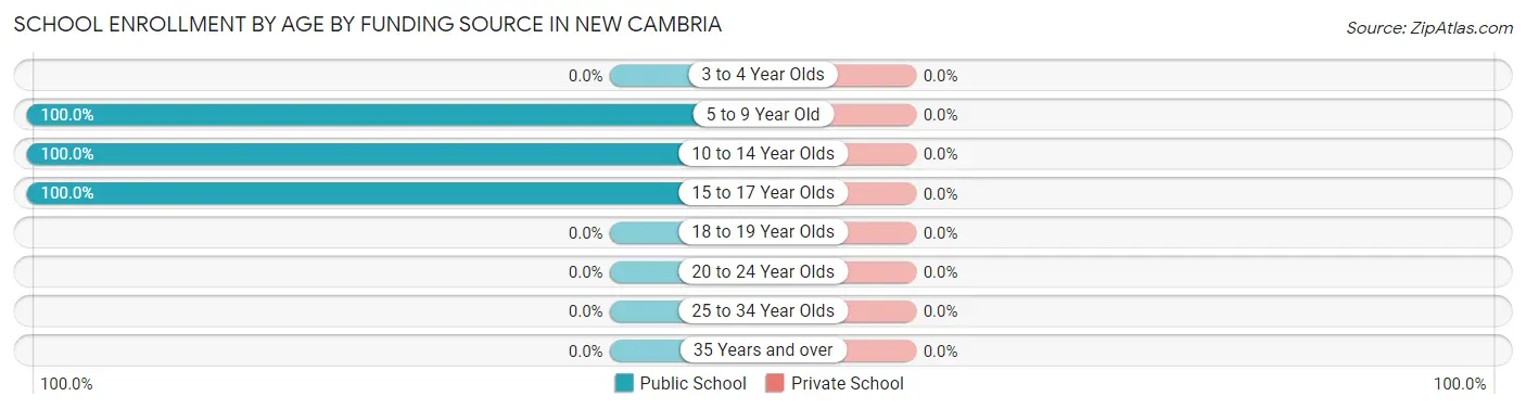 School Enrollment by Age by Funding Source in New Cambria
