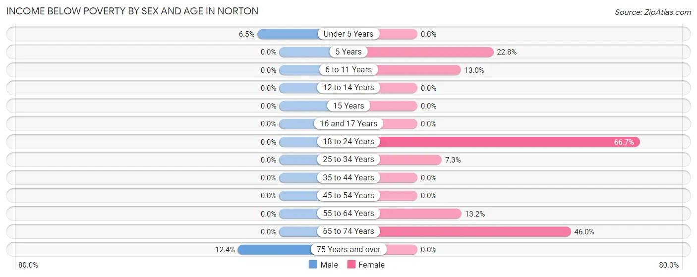 Income Below Poverty by Sex and Age in Norton